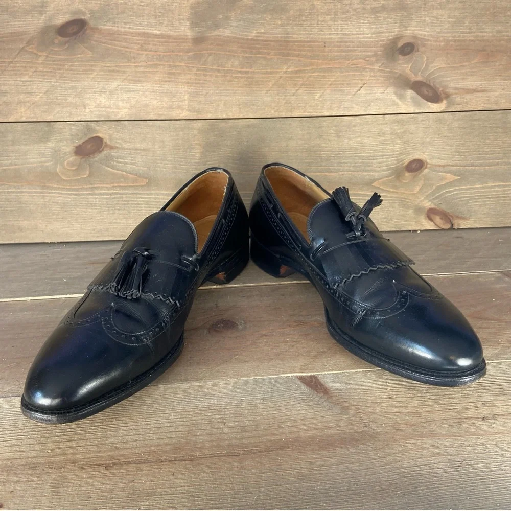 Johnston Murphy aristocraft Mens size 10.5 shoes black leather slip on loafers